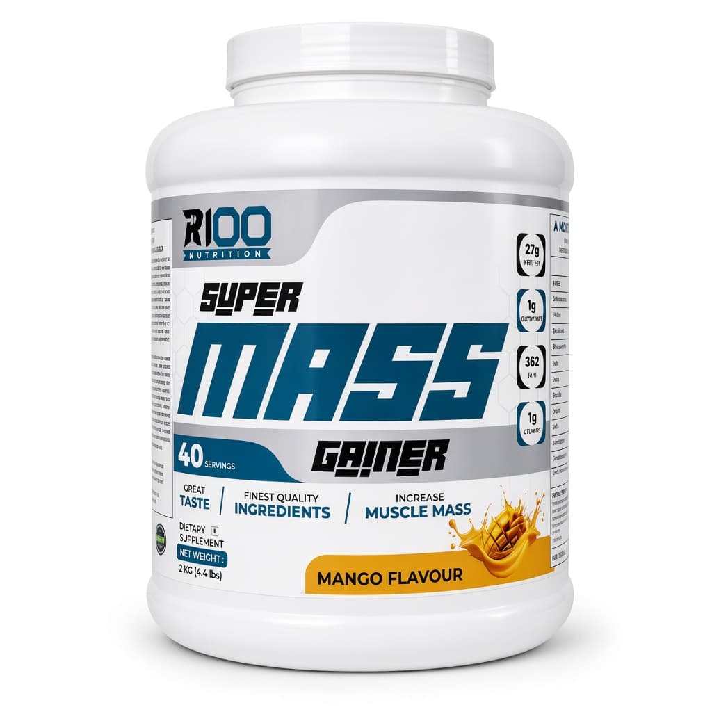 R100 Super Mass Gainer Mango — front