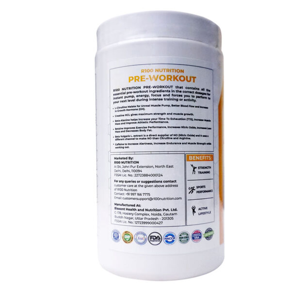 R 100 Nutrition | Airavat Pre-Workout | 300g | Mango Flavored | Lab Tested | 100% Pure - Image 4