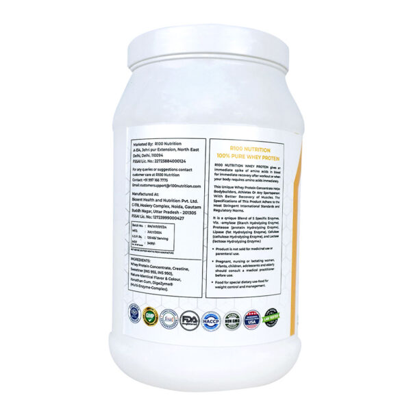 R100 Nutrition 100% Pure Whey Protein | 1Kg | Mango Flavored - Image 3